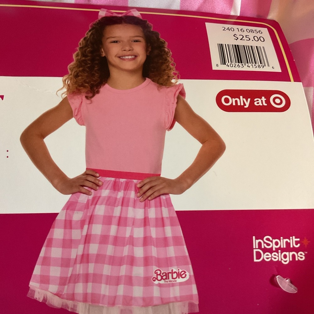 NEW Barbie Movie Gingham Tutu Kit Halloween‎ Costume Girls S/M Skirt Bandana